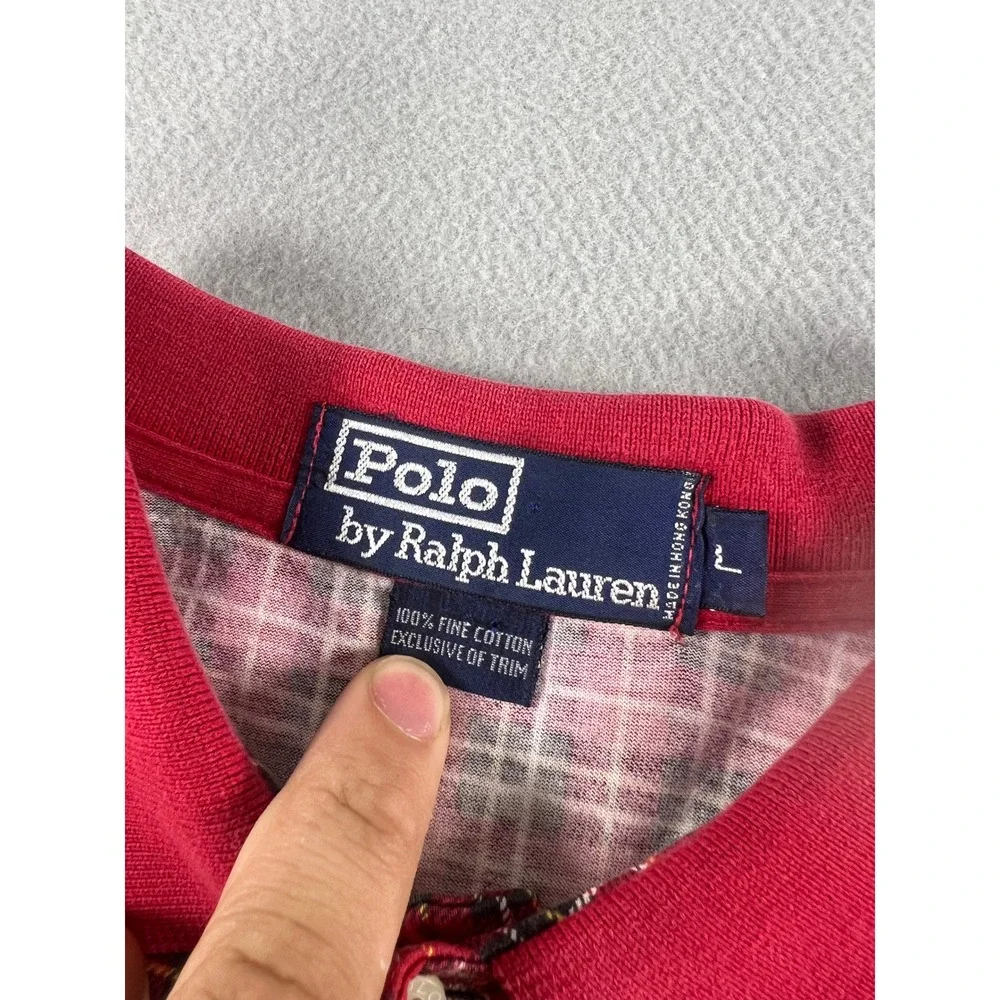 Vintage 90s Polo Ralph Lauren Red/Green/White tartan Plaid Men Size Large Preppy
